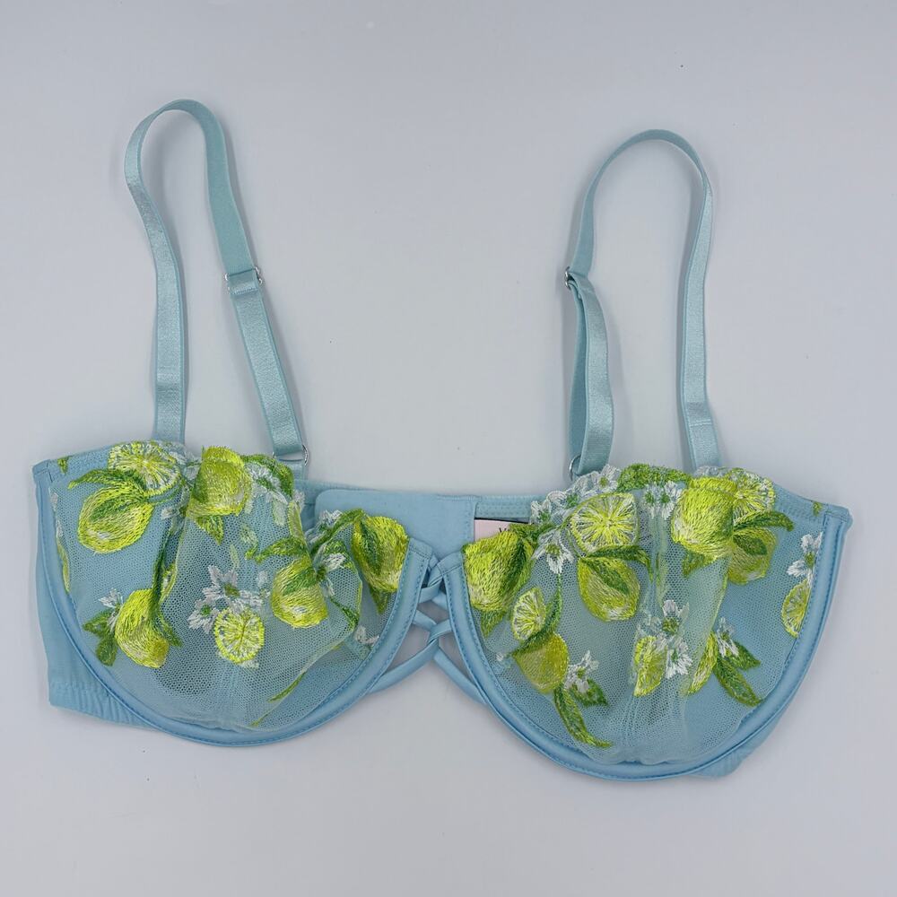 Victoria's Secret Dream Angels The Fabulous Lemon Embroidery Push Up Bra 36D